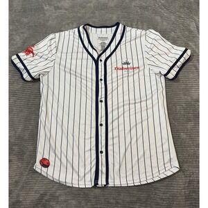 Budweiser mens baseball jersey size Large white #76